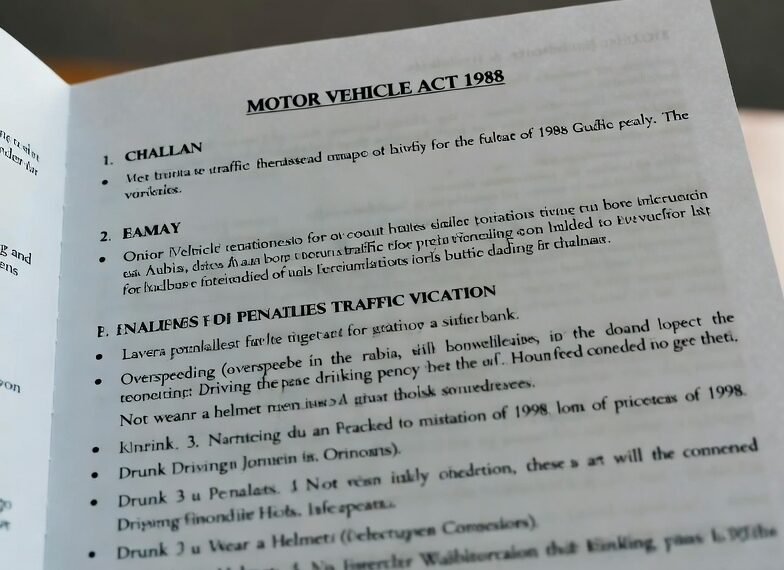 🚦 भारत में वाहन चालान की पूरी सूची (Motor Vehicles Act, 1988 (challan) 2025)