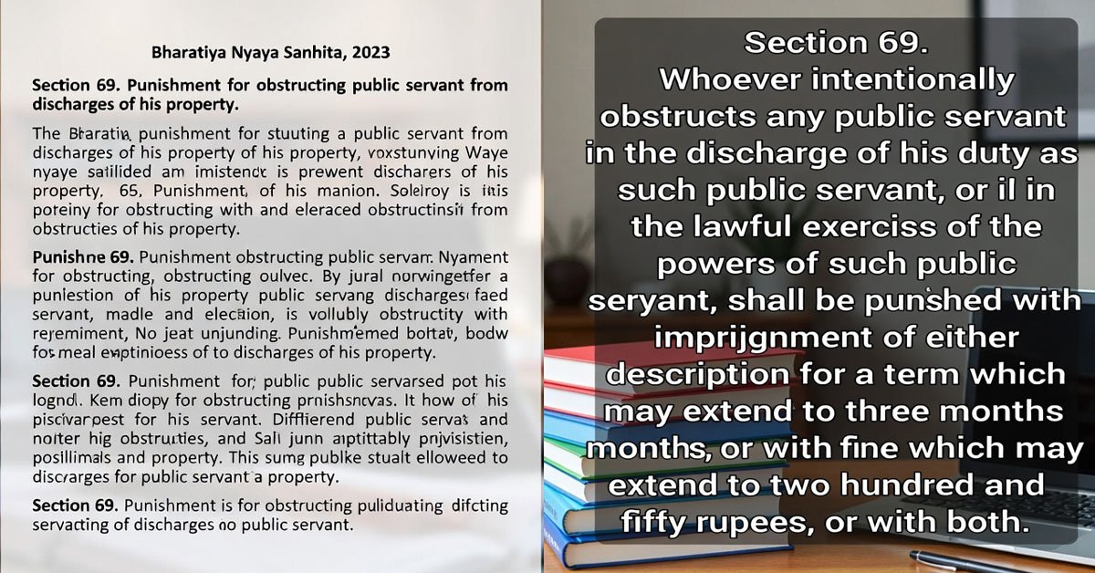 Bharatiya Nyaya Sanhita (BNS) 2023 की धारा 69 – पब्लिक सर्वेंट को काम से रोकने पर अब कड़ी सज़ा